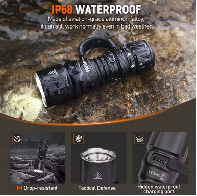 Wurkkos TD07 – 1300 Lumen Tactical EDC Flashlight with Dual Torch Grip