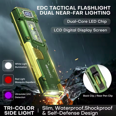TUOWEE TZ2 – Ultra-Slim Multi-Mode EDC Flashlight with COB, UV & Red Light
