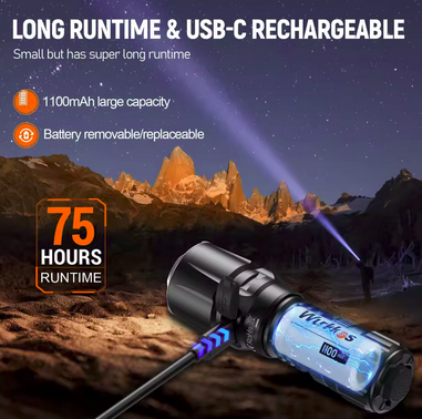 Wurkkos TD07 – 1300 Lumen Tactical EDC Flashlight with Dual Torch Grip